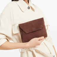 Brunello Cucinelli BC Duo Pochette In Suede With Precious Chain