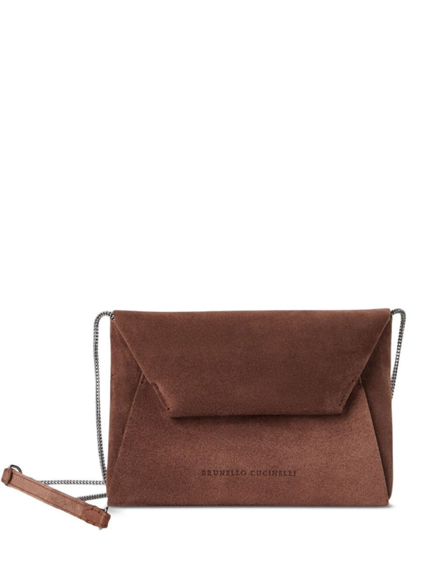 Brunello Cucinelli BC Duo Pochette In Suede With Precious Chain
