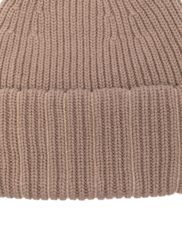 Fabiana Filippi Ribbed Metallic-thread Beanie Hat