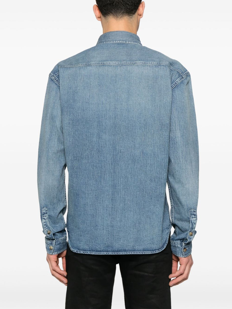 Saint Laurent Cassandre Denim Shirt - Clear Blue
