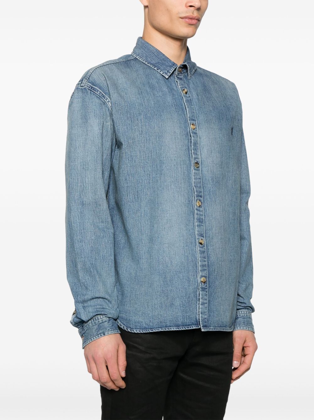 Saint Laurent Cassandre Denim Shirt - Clear Blue