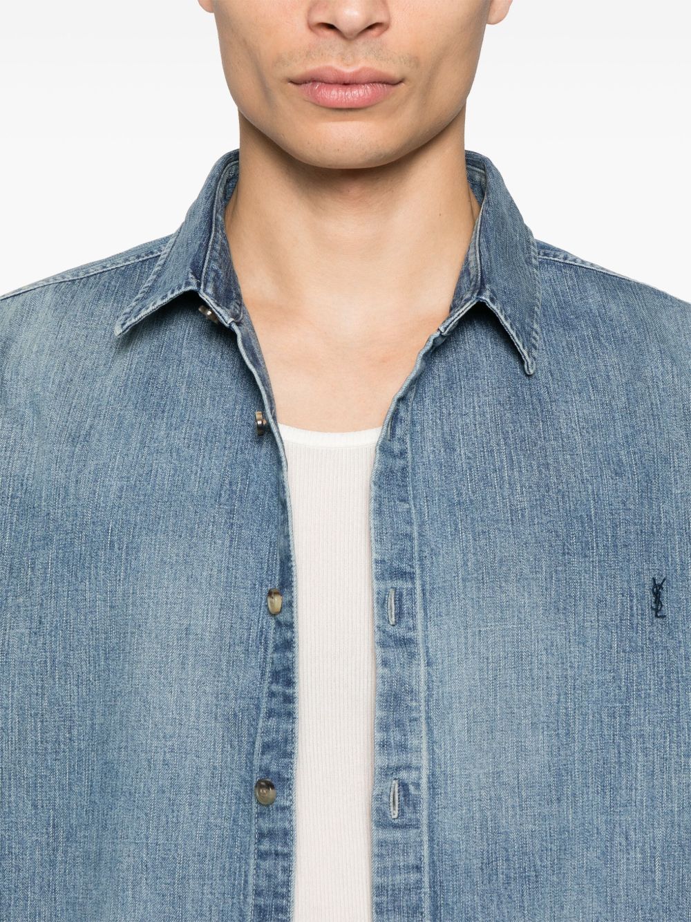 Saint Laurent Cassandre Denim Shirt - Clear Blue