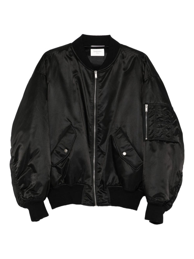 Saint Laurent  Nylon Bomber Jacket - Black