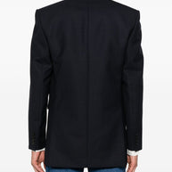 Saint Laurent Wool Double Breasted Jacket - Blue