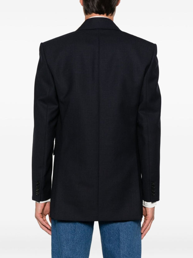 Saint Laurent Wool Double Breasted Jacket - Blue