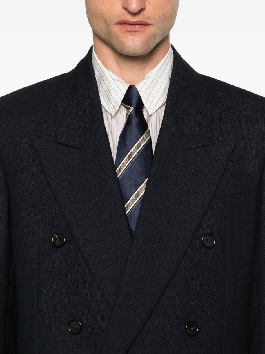 Saint Laurent Wool Double Breasted Jacket - Blue
