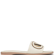 Valentino Garavani VLogo Cut-Out Leather Sandals Ivory
