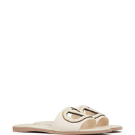 Valentino Garavani VLogo Cut-Out Leather Sandals Ivory
