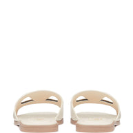 Valentino Garavani VLogo Cut-Out Leather Sandals Ivory