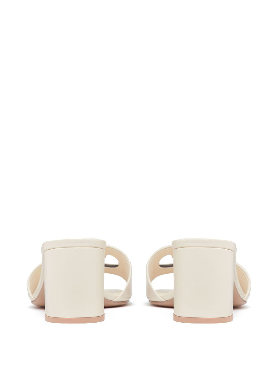 Valentino Garavani VLogo Cut-Out Leather Sandals Ivory