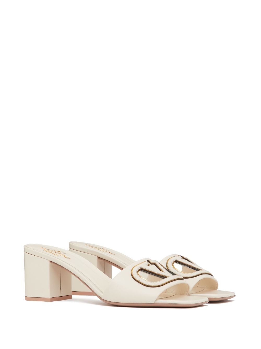 Valentino Garavani VLogo Cut-Out Leather Sandals Ivory