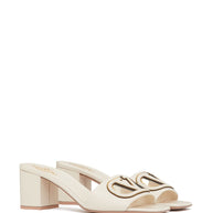 Valentino Garavani VLogo Cut-Out Leather Sandals Ivory