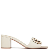 Valentino Garavani VLogo Cut-Out Leather Sandals Ivory