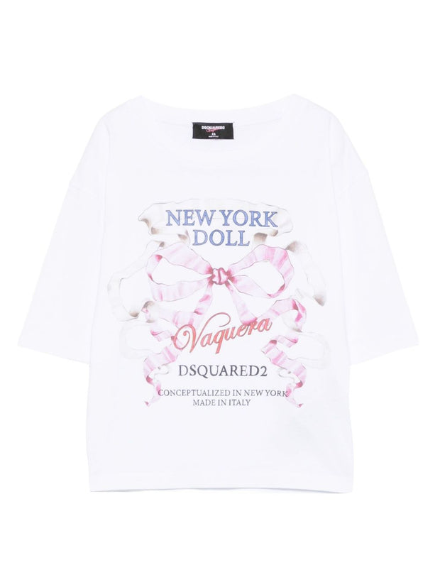 Dsquared2 Printed Cotton T-shirt - White
