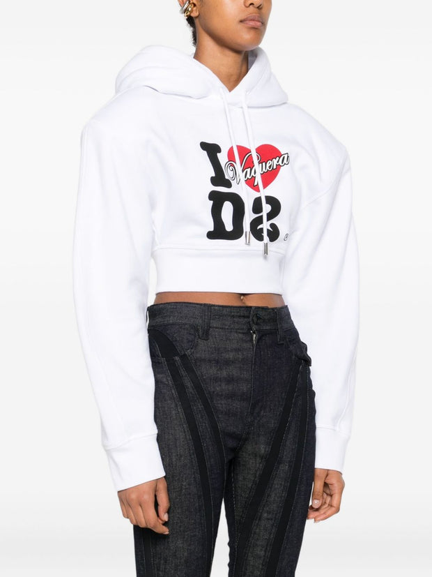 Dsquared2 Logo Cotton Hoodie - White