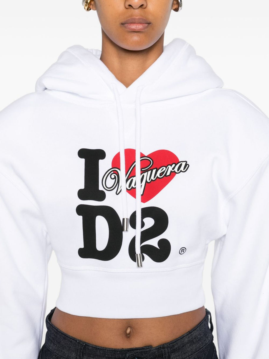 Dsquared2 Logo Cotton Hoodie - White