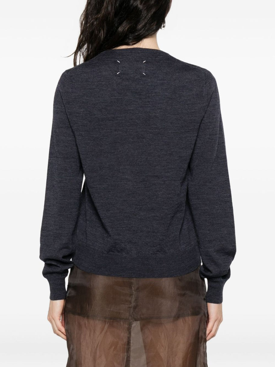 Maison Margiela Wool Crewneck Sweater - Blue