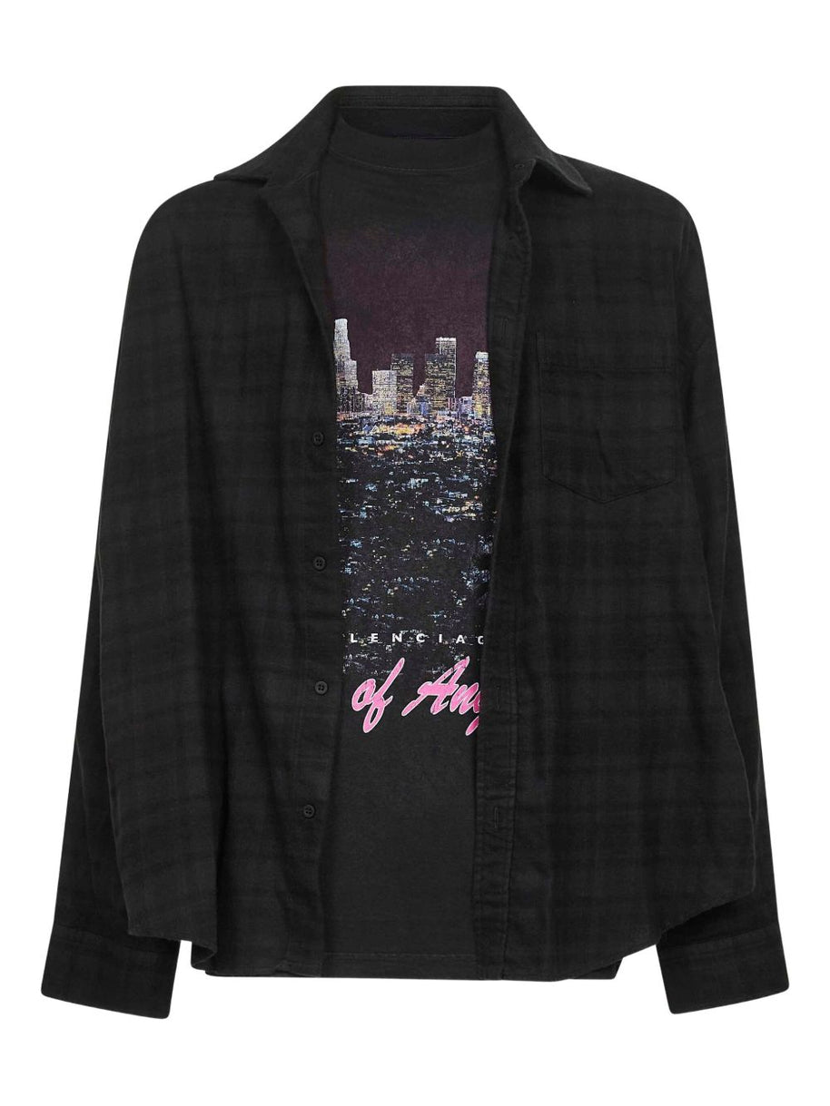 Balenciaga Layered Cotton Shirt - Black