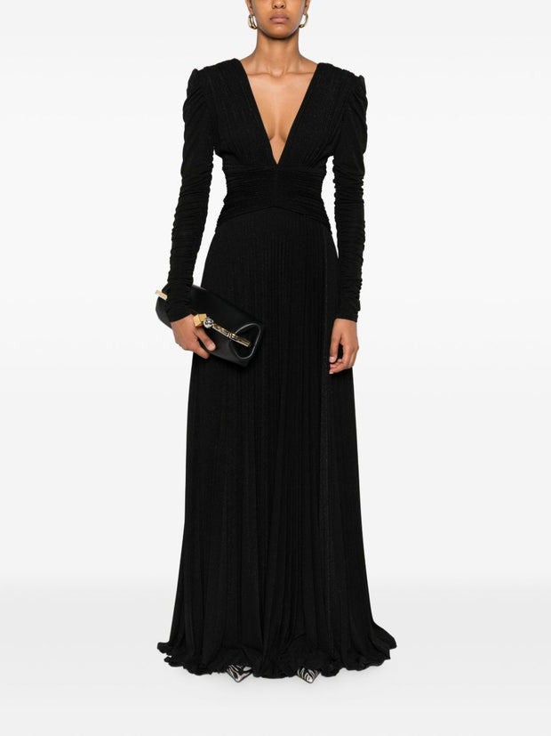 Elisabetta Franchi V-neck Long Dress - Black