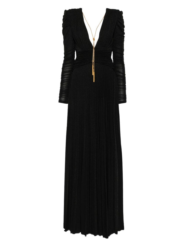 Elisabetta Franchi V-neck Long Dress - Black