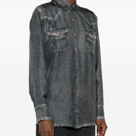 Pierre Louis Mascia Denim Print Silk Shirt - Grey