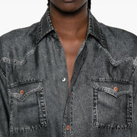 Pierre Louis Mascia Denim Print Silk Shirt - Grey