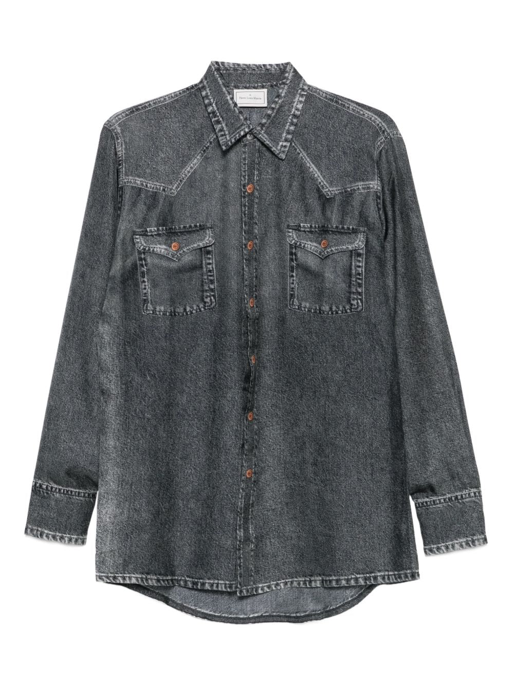 Pierre Louis Mascia Denim Print Silk Shirt - Grey