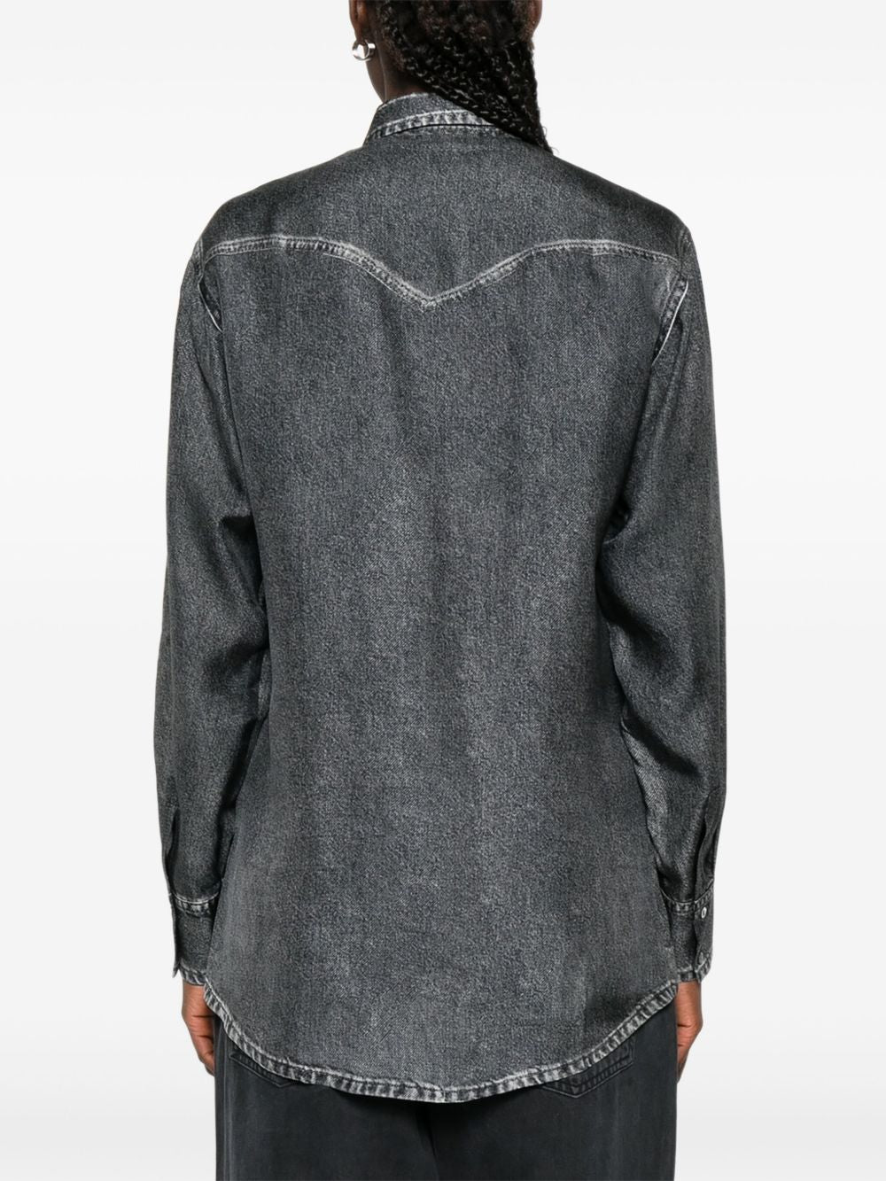 Pierre Louis Mascia Denim Print Silk Shirt - Grey