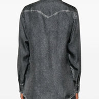 Pierre Louis Mascia Denim Print Silk Shirt - Grey