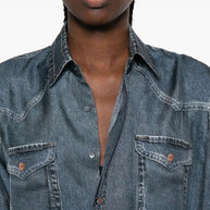Pierre Louis Mascia Denim Print Silk Shirt - Blue