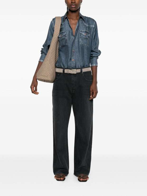 Pierre Louis Mascia Denim Print Silk Shirt - Blue