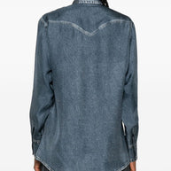 Pierre Louis Mascia Denim Print Silk Shirt - Blue