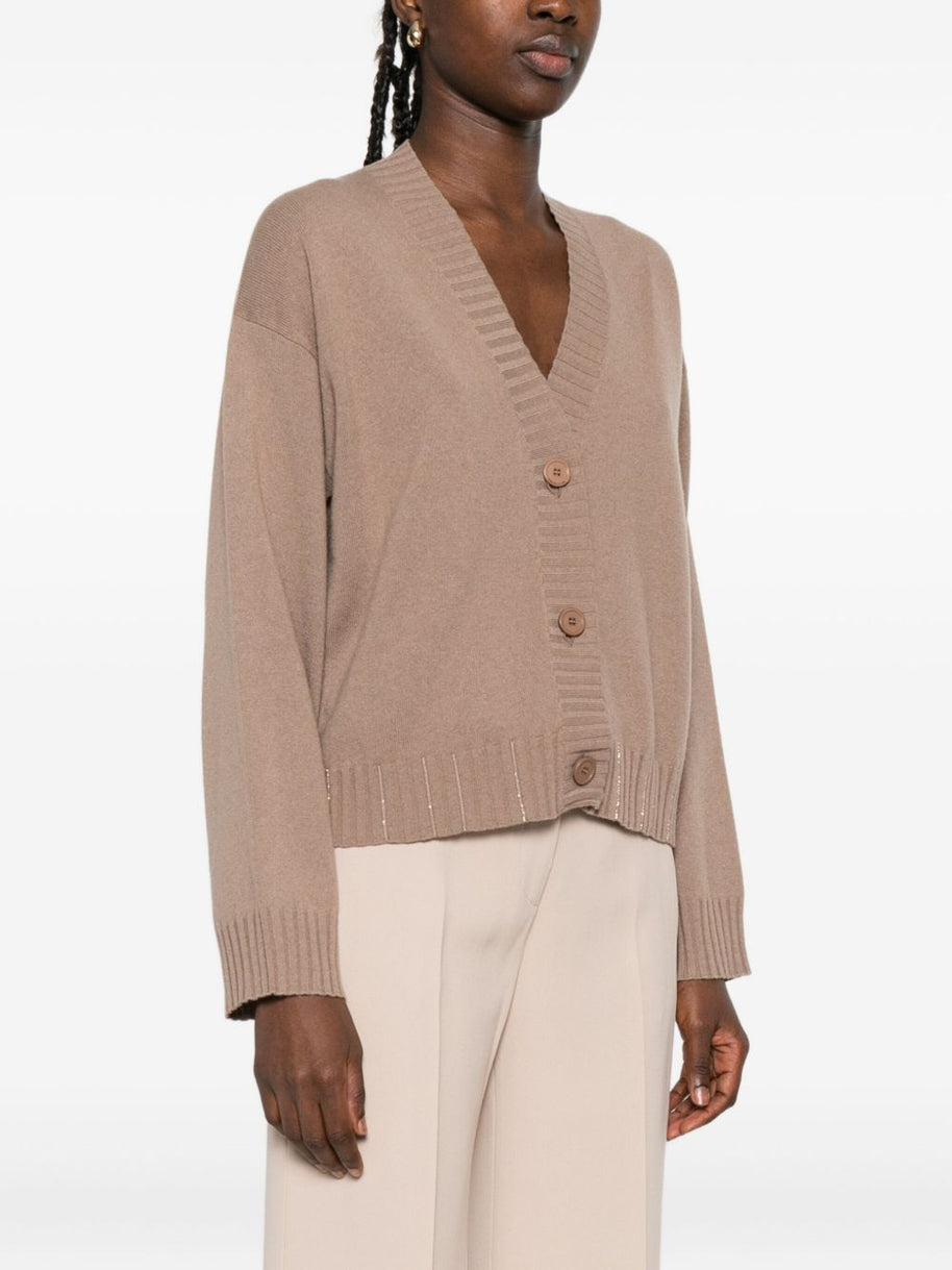 Fabiana Filippi Wool Blend V-neck Cardigan - Brown