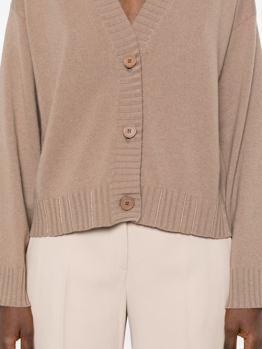 Fabiana Filippi Wool Blend V-neck Cardigan - Brown