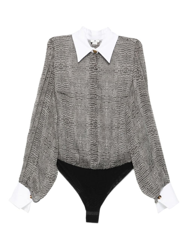 Elisabetta Franchi Silk Bodysuit - Black