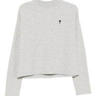 Ami Paris Ami De Coeur Cotton Sweatshirt - Light Grey