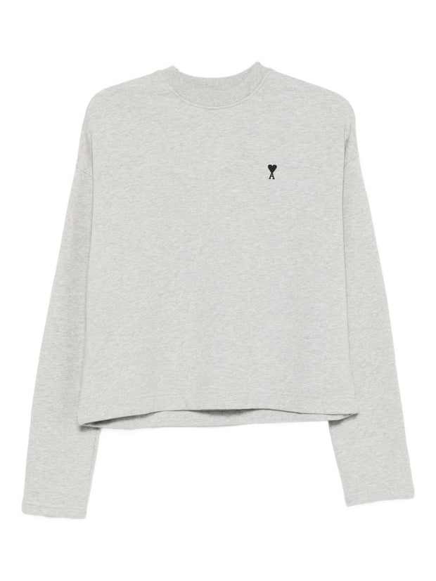 Ami Paris Ami De Coeur Cotton Sweatshirt - Light Grey