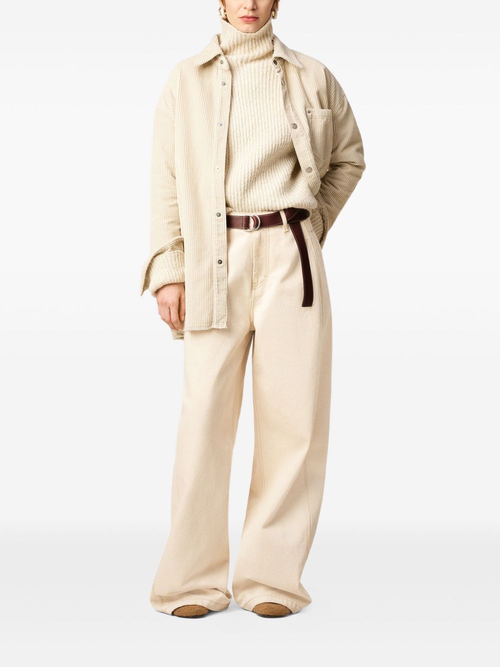 Ami Paris Super Wide Denim Jeans - Beige
