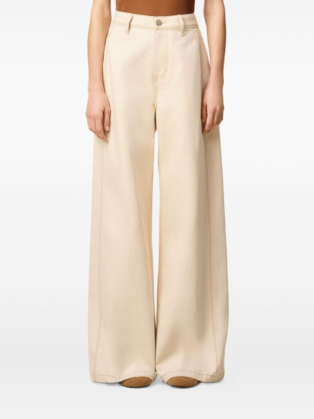 Ami Paris Super Wide Denim Jeans - Beige