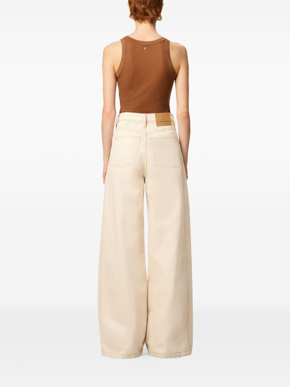 Ami Paris Super Wide Denim Jeans - Beige