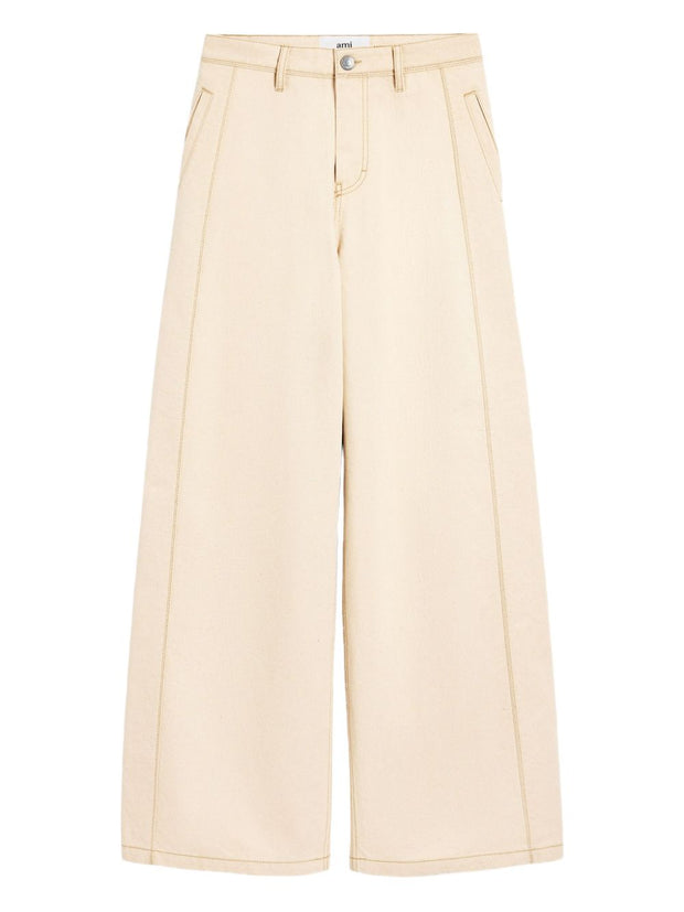 Ami Paris Super Wide Denim Jeans - Beige