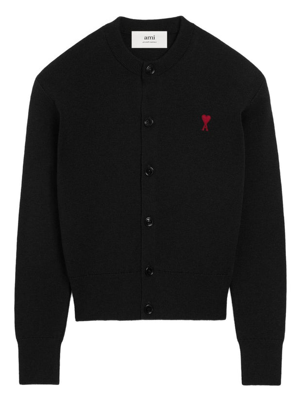 Ami Paris Ami De Coeur Wool Cardigan - Black
