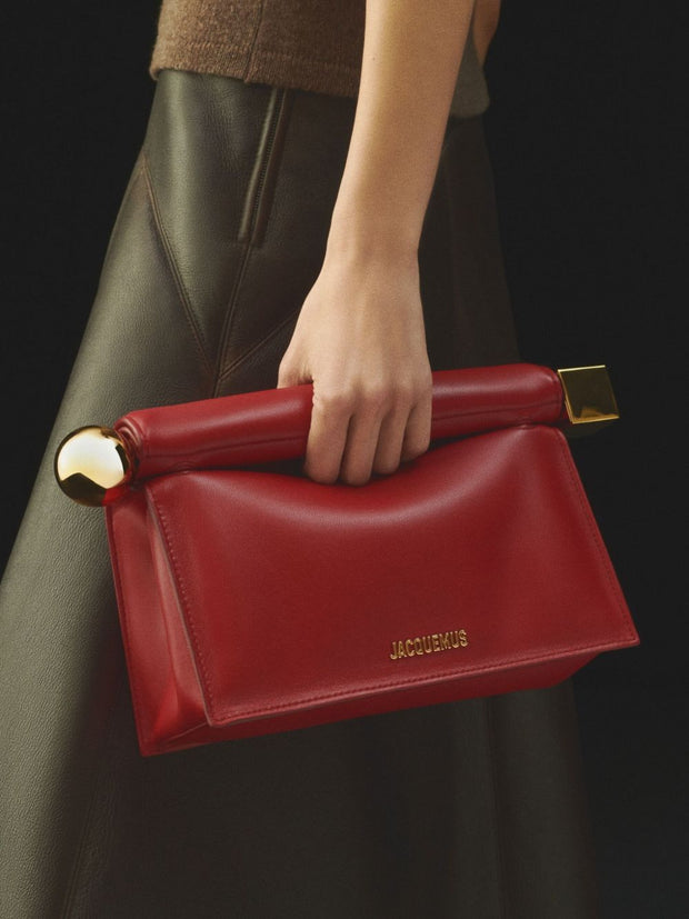 JACQUEMUS La Pochette Rond Carré Clutch Bag - Red