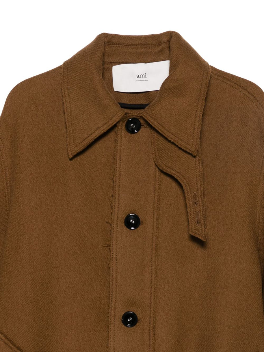 Ami Paris Wool Coat - Brown