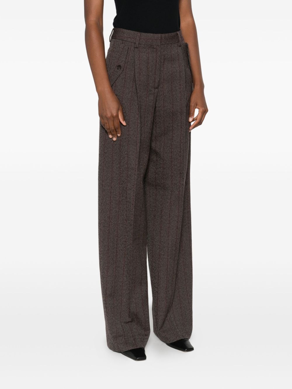 Golden Goose Wool Wide-leg Trousers - Brown