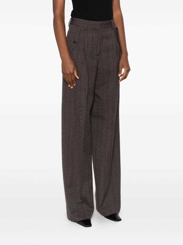 Golden Goose Wool Wide-leg Trousers - Brown
