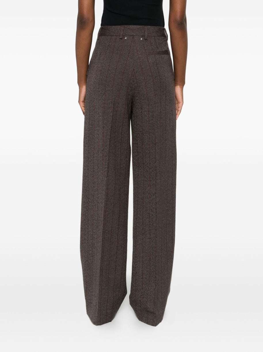 Golden Goose Wool Wide-leg Trousers - Brown
