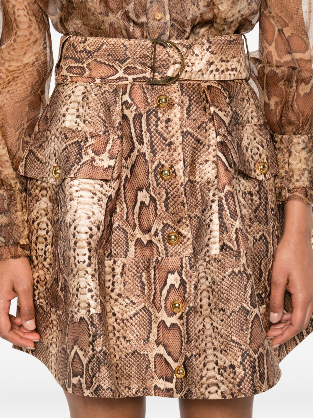 Zimmermann Snake Print Skirt - Brown