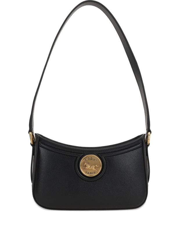 Chloé Horse Medal Leather Shoulder Bag Black