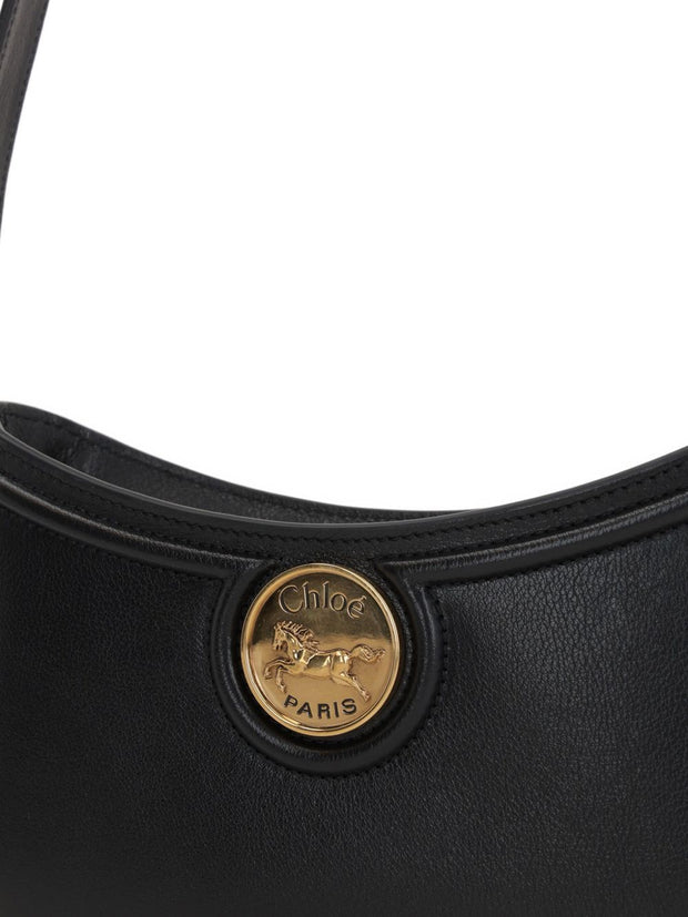 Chloé Horse Medal Leather Shoulder Bag Black